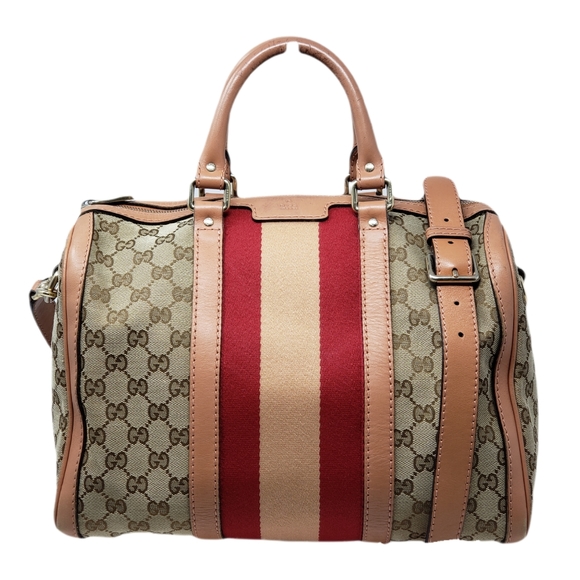 Gucci Handbags - 100% Auth Gucci Canvas Vintage Boston Satchel Bag